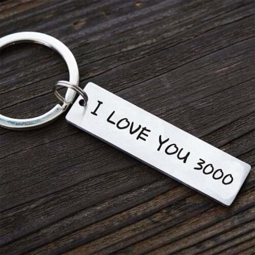 Europe America Fashionable StainlessSteel Long Keychain I Love U 3 Thousand Time Couple Simple Letter DIY Customizable Wholesale