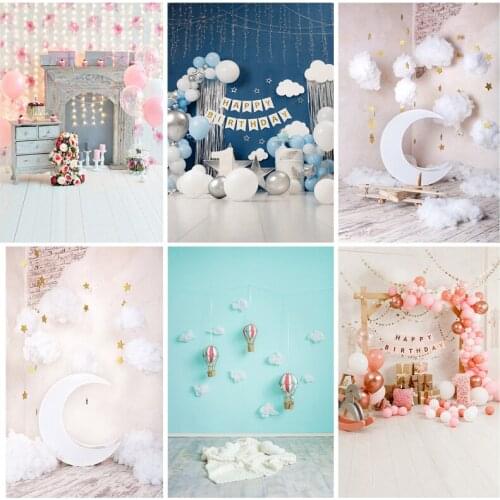Newborn Baby 1st Birthday Backgrounds Balloons Cake Party Children Portrait Photography Backdrops Photo Studio 21609STU-01