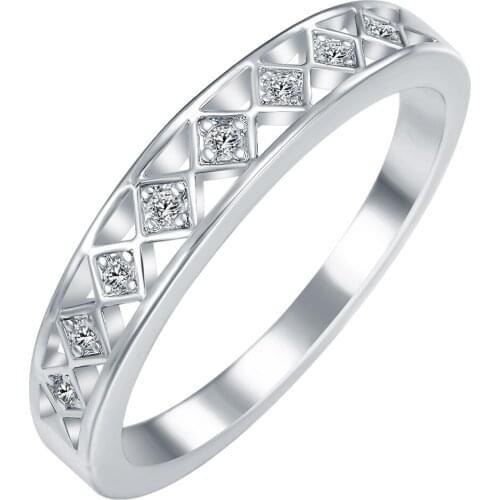 Hainon New Silver Color Square Cubic Zircon Hollow Thin Rings For Women Fashion White Crystal Wedding Engagement Rings Jewelry