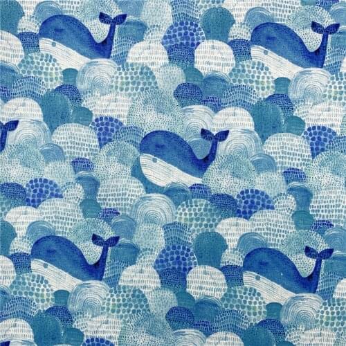 110cm Width Spray Whale Cotton Fabric Sewing Quilting Patchwork Needlework Handmade DIY Boys Shirt Clothes Bedding materials