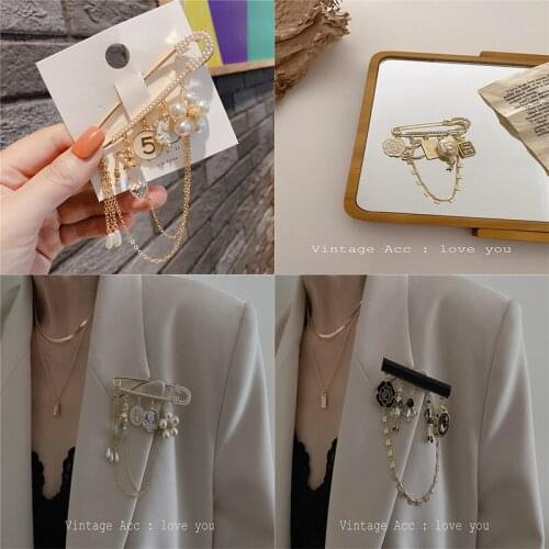 Classic Design Pin Brooches Crystal Bow Flower Pearl Camellia 5 brooches Pins Jewelry Vintage buckle Pin brooches