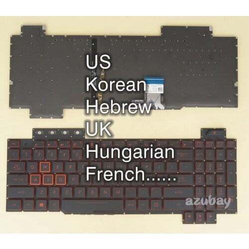 US Korean Hebrew French UK Hungarian Keyboard For ASUS FX504 FX504G FX504GD FX504GE FX504GM FX80 FX80GM FX80GE FX86S Backlit