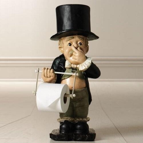 Toilet Butler with Roll Paper Holder Resin Ornament for Bathroom Super Cute EF