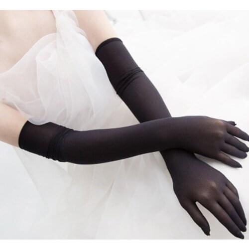 Summer Women Long Elastic Ultra-thin Anti-UV Driving Gloves Black Female Sexy Lace Sunscreen Gloves Party Etiquette Gloves H83
