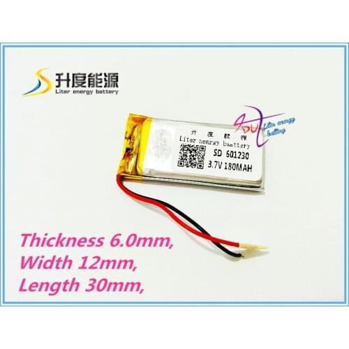 Best battery brand free shipping 3.7V lithium polymer battery 601230 061230 180mah Bluetooth Battery Battery MP5 recorder