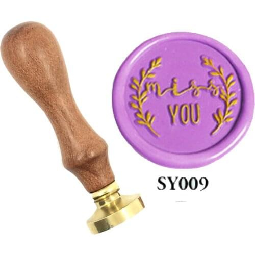 Miss you greeting blessing Wax Stamp wood handle spoon,DIY Ancient Seal Retro Personalized Stamp Wax Seal High Quality