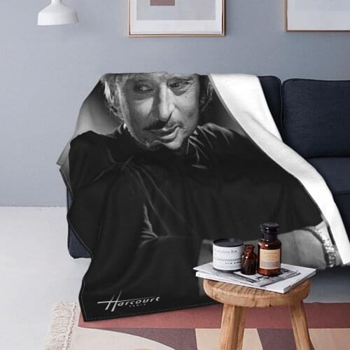 Johnny Hallyday Blanket Velvet Printed French Elvis Multi-function Lightweight Thin Throw Blankets for Home Outdoor Rug Piece