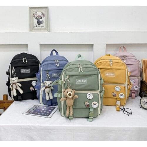 Multi-pocket Solid Color Fashion Womens Backpack Large-capacity Oxford Cloth Waterproof Student School Bag