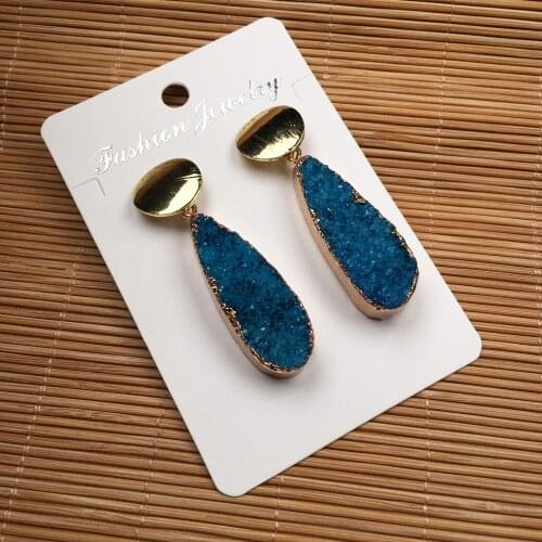 Wholesale Natural Stone Drop Earrings Handmade Crystal Quartz Long Eardrop For Women Exquisite Earrings Jewelry Gift