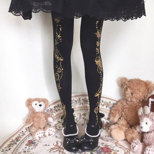 The Original harajuku express animals lolita socks thin tights printing female whale jellyfish pantyhose