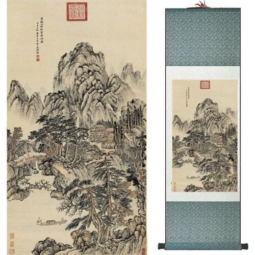 Landscape painting Home Office Decoration Chinese scroll painting Mountains and river painting 19052302