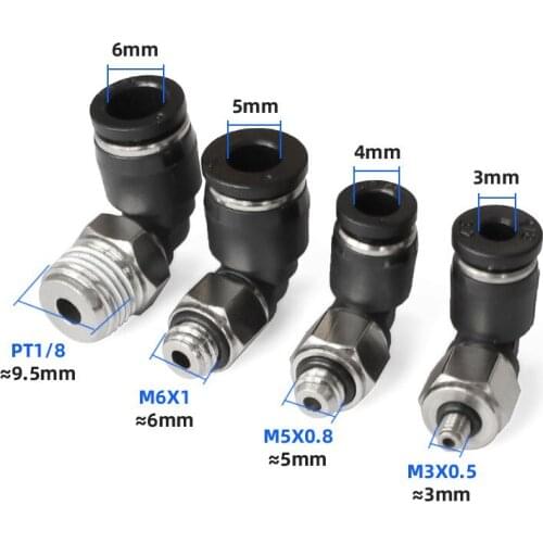 Pneumatic Mini Air Pipe Quick Plug Connector PL Male Thread Elbow M3 / M5 / M6 Pipe Fitting Connector
