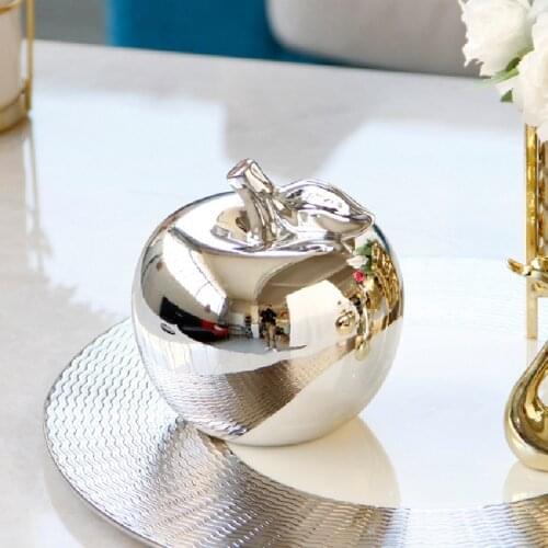 Gold-Plated Silver Apple Ceramic Ornaments Modern Minimalist European Nordic Style Home Accessories Creative Christmas Gifts