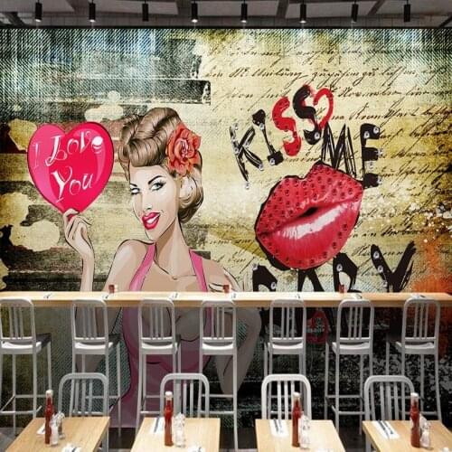 Drop Shipping Photo Wallpaper Fashion Graffiti Trend Decoration Painting Restaurant Bar KTV Backdrop Wallpaper Custom Mural