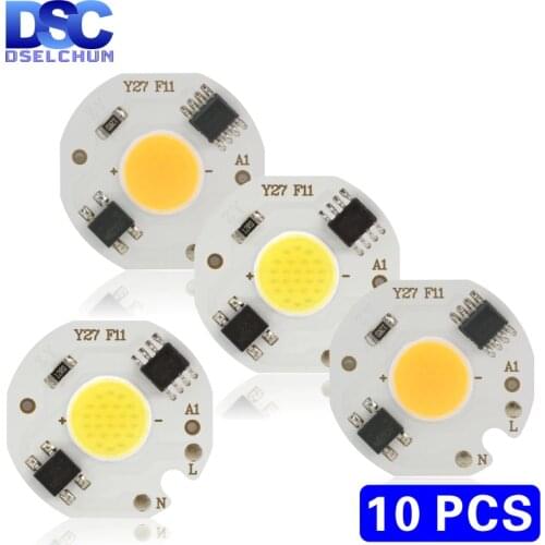 10pcs/lot ​3W 5W 7W 9W LED COB Chip 220V Smart IC No Need Driver LED Bulb Lamp for Flood Light Spotlight Downlight Diy Lighting