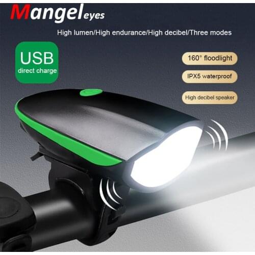 Bicycle Horn Light With Taillight 120DB Bell Waterproof USB Rechargeable Bike Front Lamp Cycling LED Lighting MTB Accessories