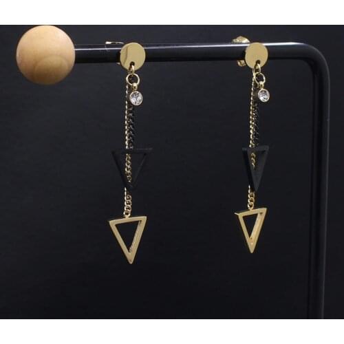 Drop Earrings Rose Gold Color Fashion Stainless Steel Jewelry Earring For Women EKCZZACBE