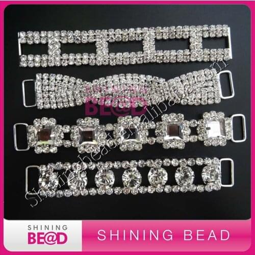 High quality MIX design clear sliver rhinestone bikini connector,Free Shipping,MIX 4 style rhinestone bikini connector