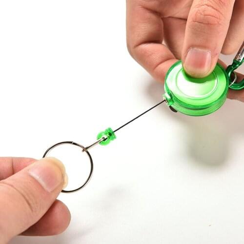 High Strength Steel Wire Pull Keyring Tag Card Holder Recoil Belt Metal Badge Retractable Reel ID Badge Holders Random Color