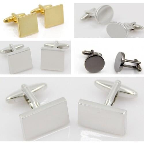 10pairs/lot Business Round Oval Square Rectangle Cufflinks Simple Plain Copper Plating Cuff Links Mens Jewelry Accessory