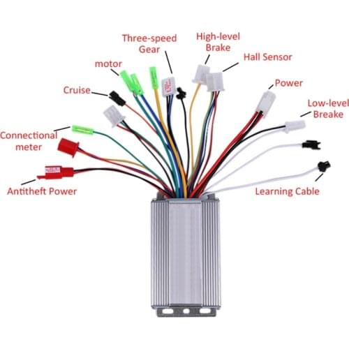 124B DC 36V/48V 350W Electric Bicycle Brushless Motor Controller with Aluminum Shell Electric Scooter Repair Tools