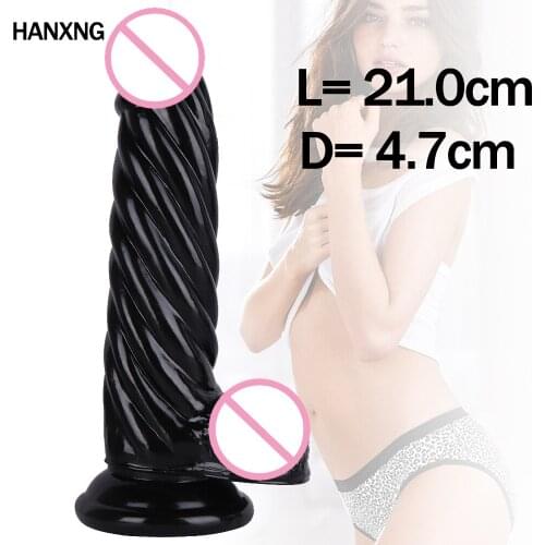 21cm Long Huge Dildofor Women Masturbation Big Penis Spiral Design Stimulate Powerful Suction Cup Dildo Female Sex Toys Shop