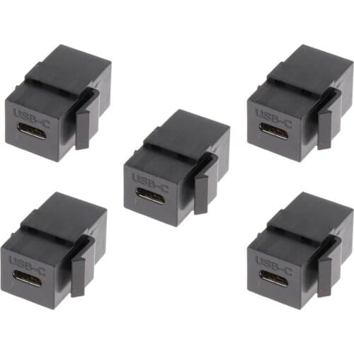 5Pieces Wall Plate Keystone Jack USB C Type C Female/Female, Coupler Type, Black