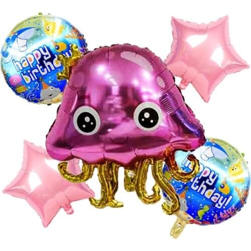 5 Pcs Jellyfish Mylar Balloons for Kids Birthday Party Decoration Balloon