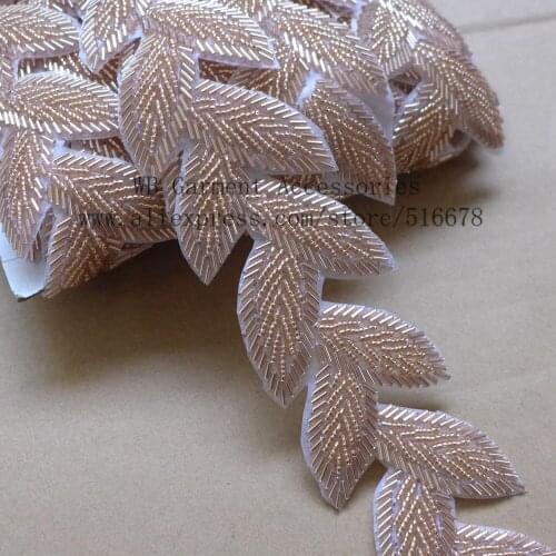 5 yards/lot good workmanship heavy beads lace trim champgane bridal lace for clthes bags decoration 5cm