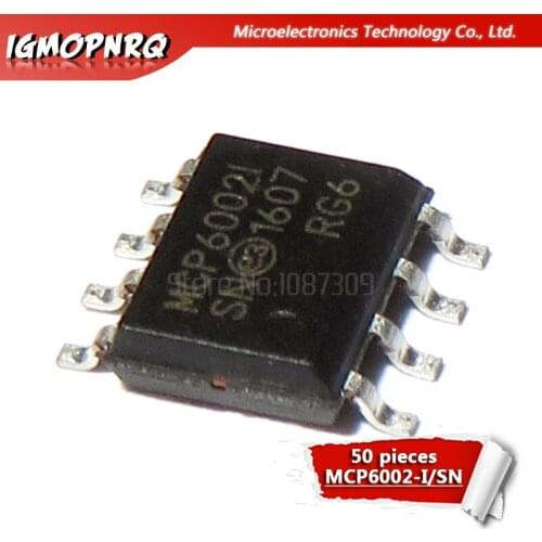 50pcs MCP6002-I/SN MCP6002-I MCP6002I MCP6002 SOP-8 Operational Amplifiers - Op Amps Dual 1.8V 1MHz new original
