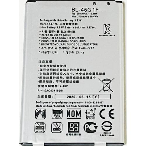 3.85V 2800mAh BL-46G1F For LG K10 2017 K121K K121S K121L X400 M250F M250K M250N M250Y M250M M250I M250ds M250AR M257PR Battery