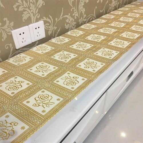 Free Shipping 373 Golden Natural Cheap PVC Tablecloth Tea Cup Mat Cover Runner Water Oil Proof Dining Hotel Kitchen Antependium