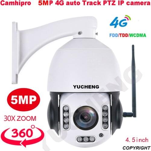 CamHipro 4G Wireless 5mp 30X Zoom 2MP Humanoid Auto Track SONY335 PTZ Speed Dome IP Camera Build MIC Speaker 32 64 128gb SD