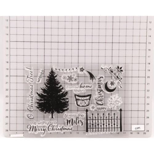 Tree Fence Snowflake Moon Lace Background Transparent Clear Stamps for DIY Scrapbooking Card Making Christmas Decoration