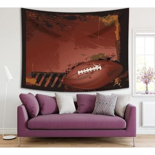Tapestry American Football on Grunge Background Paint Splashes Sports Theme Artwork Printed Brown
