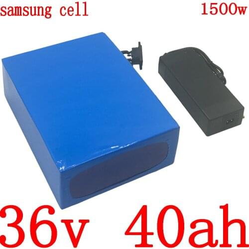36V 40AH 1000W 1500W lithium battery pack 36V lithium ion battery use samsung cell 36V 40Ah electric bike battery with charger