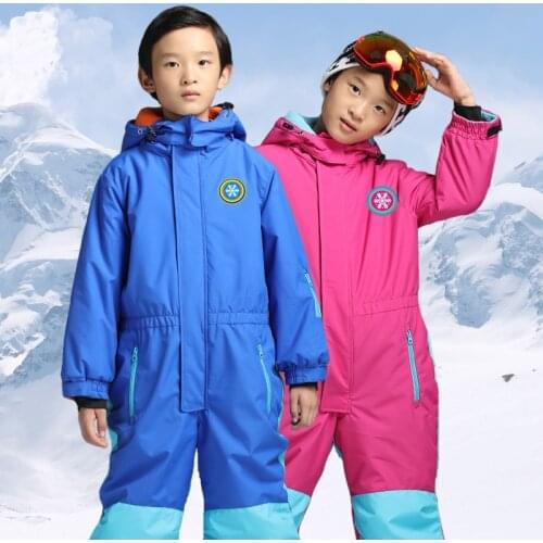 Dollplus Baby Boy Girl Ski Suit Winter Outdoor Hooded One-piece Kids Sets Children Jumpsuit Waterproof Windproof Warm SnowSuit