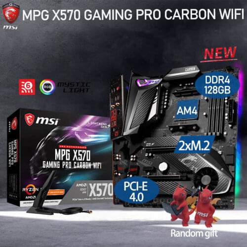 MSI MPG X570 GAMING PRO CARBON WIFI Motherboard DDR4 128GB(OC) M.2 PCI-E 4.0 AMD Ryzen 9 X570 Placa-mãe AM4 ATX Desktop AMD X570