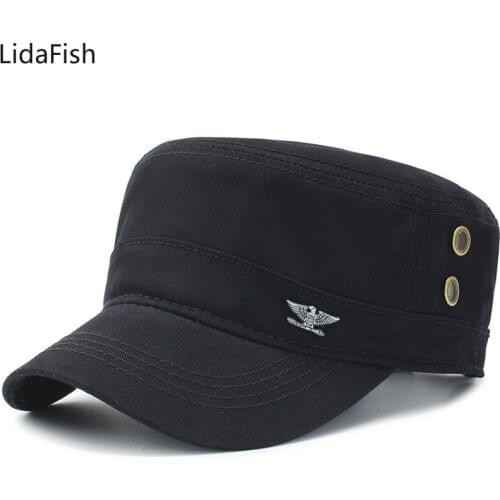 Men Adjustable Spring Baseball Fashion Cotton Flat Top Military Hat Outdoor Sunproof Casual