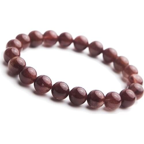 Drop Shipping 9mm Genuine Natural Red Rutilated Quartz Bracelets Stretch Round Crystal Bead Natural Stone Bracelet Woman