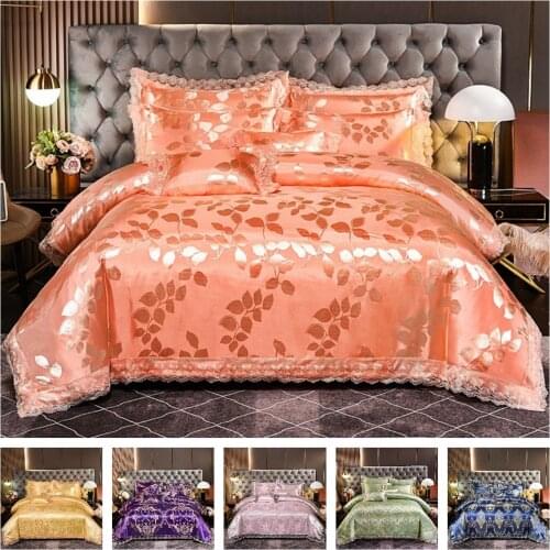 2021 Luxury 3 or 4pcs Bed Linen Set High Quality Smooth Soft Bedding Set Lace Duvet Cover Set with Zipper Closure Queen King