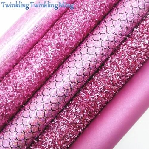 PINK Chunky Glitter Canvas Sheet, 8"x11" Glitter Sheets, Faux Leather Sheet, Chunky Glitter Hair Bow & Earring Fabric XM046