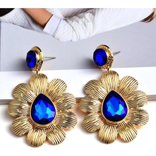 Trendy Elegant Wedding Party Jewelry Big Luxury Rhinestone Crystal Earrings Dangle Earrings For Women Wholesale