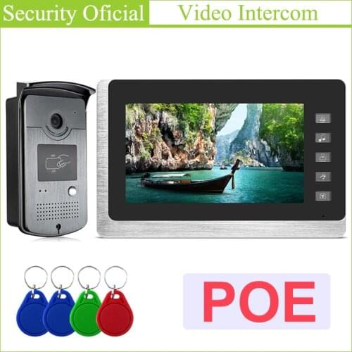 Network Cable Wired Home 7'' Color Video Phone Door Intercom RFID Camera with 1 Monitor Door Video Intercom 500 User for Villa