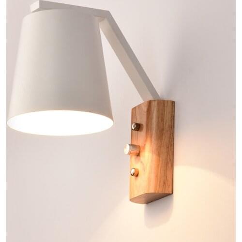 Japanese Modern Wooden Iron Wall Lamps Sconces Living Room Restaurant Bedroom Decorative Wall Lights Lamparas Home E27