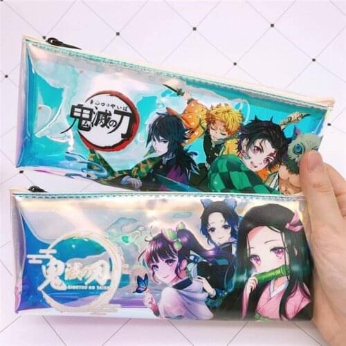 Anime Demon Slayer Kimetsu No Yaiba Canvas Purse Pencil Case Zipper Pen Bag Pen School Supplies Stationery Storage Bag