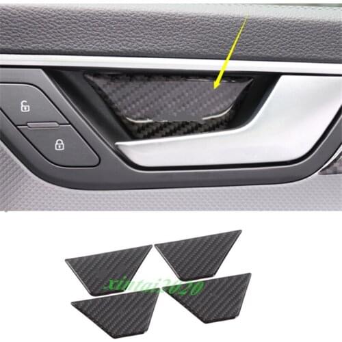 Real Carbon Fiber Inner Door Handle Bowl Cover Trim For Audi A6 C8 2019-2020 Car Styling Accessories