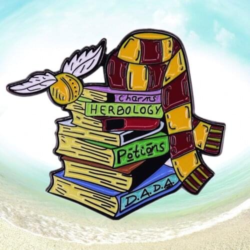 HP Wizarding World Harry scarf Golden snitch magic book Enamel Pin I open at the close Quidditch Brooch Badge