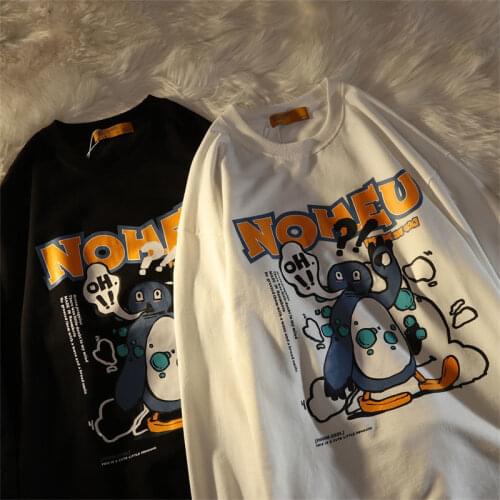 Harajuku Streetwear Fashion Cartoon Letters Graphic Print Sweatshirt Women Long Sleeve Tops Kawaii Teens Clothes Casual 2021 New