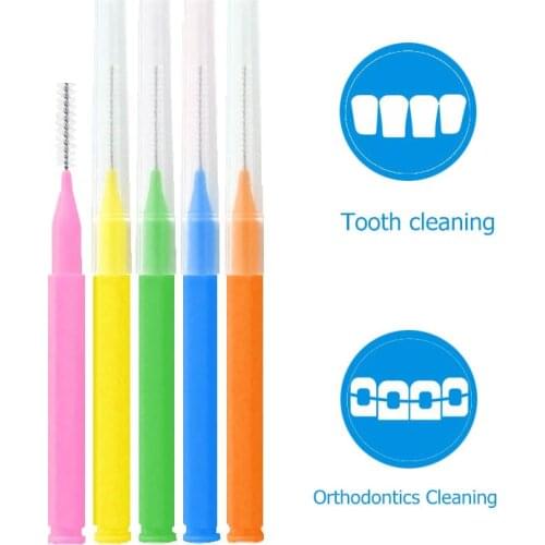 0.6-1.5mm Interdental Brushes, 60pcs/box Tooth Push-Pull Escova Removes Food And Plaque Better Teeth Oral Hygiene Tool